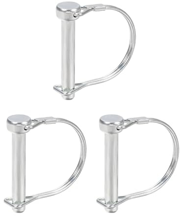 DTGN 8mm x 50mm (DxL) Wellenverriegelungsstift - 3er Pack - Gut für landwirtschaftliche Anhänger Rasen - Runder Anhängerkupplungsstift aus Kohlenstoffstahl - Silberton