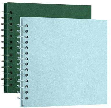 2 Pcs Fotoalbum zum Selbstgestalten und Einkleben, 20 Seiten Scrapbook DIY Spiralalbum, Gästebuch, zum Einkleben für Familien, Baby, Hochzeit, Jahrestag, Geburtstags Scrapbook Set (Grün+Blau)