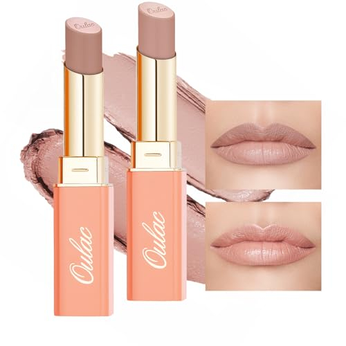 Oulac Matt Lippenstift Geschmeidige und Hydratisierte, Cremiges Lippenstifte, Satin Matte Finish, Intensive Farbe, Langanhaltend,Vegane 4g*2,SG01+SG02