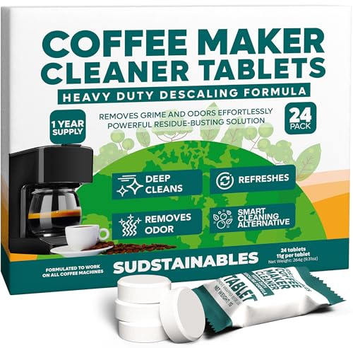 Coffee Maker Cleaner Tablets – Descaling & Cleaning Solution for Coffee Makers, Pot, Espresso Machines – Compatible with Breville, Miele, Keurig, DeLonghi, Nespresso & More – Removes Stains & Oils