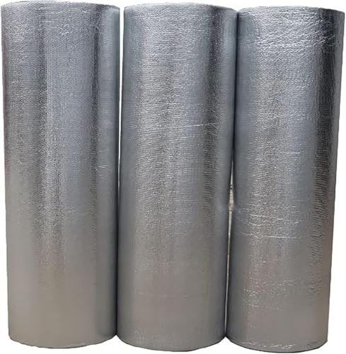 barriera al Vapore Foglio autoisolante Termico, Rotoli di Isolamento in Alluminio per Pavimenti e tetti (1x20 m/3,2x65,6 Piedi)