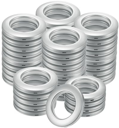 M METERXITY 50-Pack Curtain Grommets, 1-9/16 Inner Diameter Plastic Curtain Rings Clip Eyelet Rings Nanoscale Low Noise Roman Ring for Windows/Fabric, Home Drapes Grommets [Matte Silver]