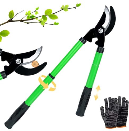 Astschere Teleskop Amboss 42-61cm, Baumschere Teleskop, Astscheren Bypass, Gartenarbeit Baumschere, Ast Schere Mit Rutschfeste Gummigriffe, Zum Schneiden Von Frischem Holz Bis Zum Ø Von 30 mm.