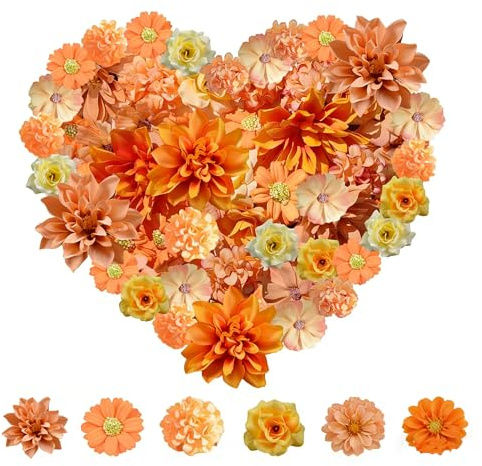 GIUSOBG Teste di Fiori Artificiali 40 PzFiore Decorativo Multicolore Simulazione 4-8CM Fiori Finti Artificiali Teste di Fiori Simulati Teste di Fiori di Seta Fiori Decorativi DIY Matrimonio (Giallo)