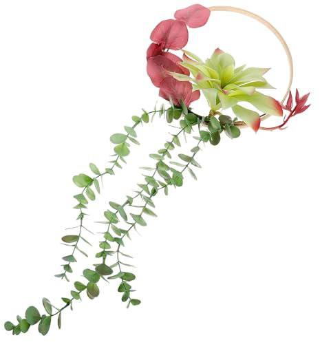 HOLIDYOYO Künstliche Sukkulenten Girlande Anhänger Haushalt Wand Kranz Dekor Wand Kunst Sukkulenten Kranz Aus Bambus Für Innen Und Außenbereich