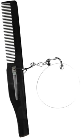 DONFAMDS Faltbarer Feinzahniger Bartkamm Klein Mit Schlüsselanhänger Und Ovalem Spiegel Aus Acryl Kompakter Taschenkamm Für Männer Praktisches Reiseaccessoire