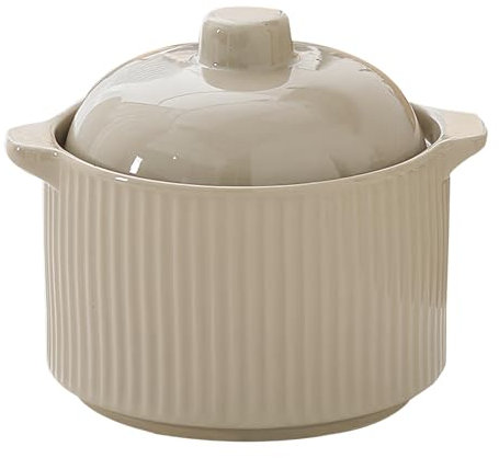 Dowbom Piccola ciotola da zuppa con coperchio, 600 ml, adatta al forno a microonde, tazza da brodo (grigio)