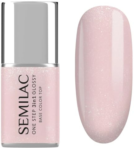 S259 Semilac UV-nagellack 3-i-1 One Step Glossy Naked Glitter Beige 7 ml – naken glitter beige UV gel nagellack 3-i-1 | Snabb manikyr hemma | 21 dagars hållbarhet