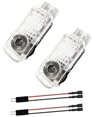 Krewua Confezione da 2 luci per porte auto, per ingresso auto, accessori per illuminazione per porte, logo per proiettore A1/A3/A4/A5/A6/A7/A8/Q2/Q3/Q5/Q7/Q8/TT/R8