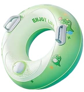 Thickened children's and adults' push-type inflatable swimming ring lifebuoy (Vigorous green pressing pump, 50cm)