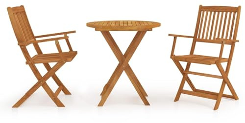 Juego de comedor plegable para jardín, muebles de patio de madera maciza de acacia con sillas de mesa y taburetes, perfecto para la experiencia gastronómica en el patio trasero y la terraza