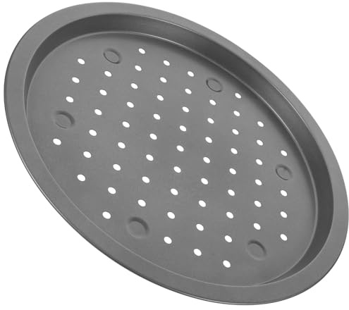 Veemoon Bandeja para Hornear Pizza Antiadherente de Acero al Carbono con Agujeros, Molde para Pizza Mediano para Horno Doméstico, Herramienta para Hornear Pan y Pasteles en Cocina