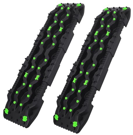 Bergungsbretter für Geländefahrzeuge 2 Stück 10T 115CM Auto Offroad Traktionsbretter Schienenrettung Notfallrettungswerkzeug for Schnee Sand Schlamm Reifen Traktionsmatte Zubehör(Green)