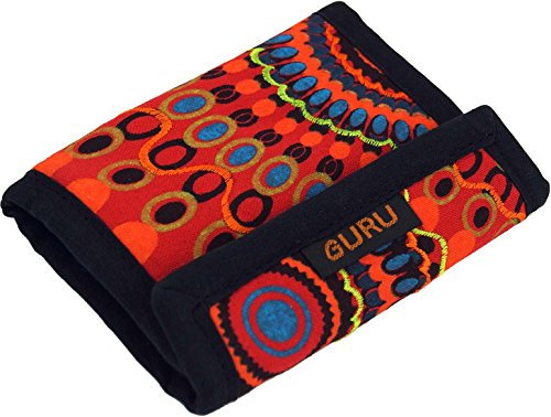 GURU SHOP Besticktes Portemonnaie Retro, Ethno, Boho Geldbeutel - Rot, Unisex - Erwachsene, Baumwolle, 10x14x1 cm