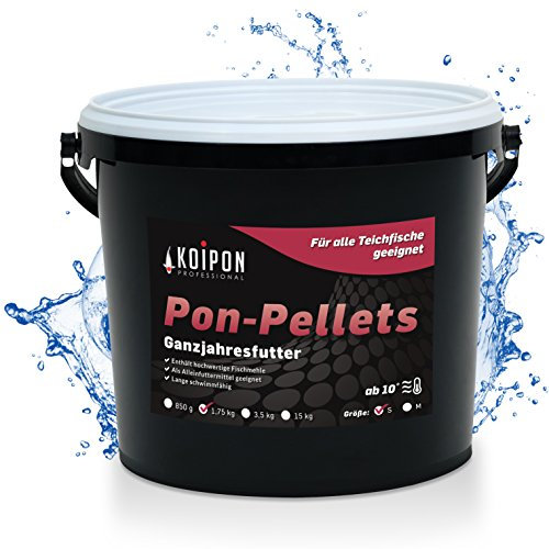 KOIPON Pon-Pellets 3mm 1,75 kg, Fischfutter für Teichfische, Ganzjahresfutter schwimmend, Teichfutter, als Koifutter und Goldfischfutter geeignet