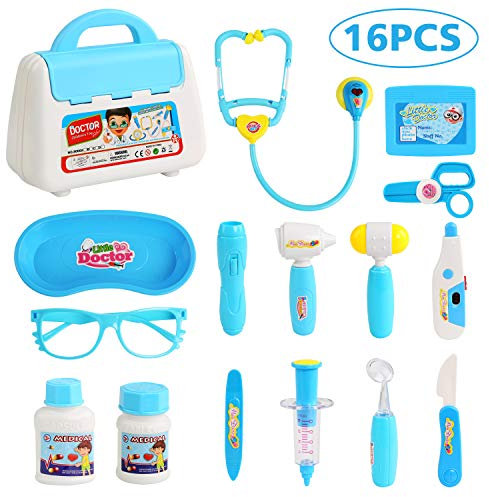 BelleStyle Arztkoffer Spielzeug, Kinderarztkoffer Dentist Doktor Set Medizinische Kit Lernspielzeug Rollenspiel Spielzeug Geschenke Kinder 16 Teilig