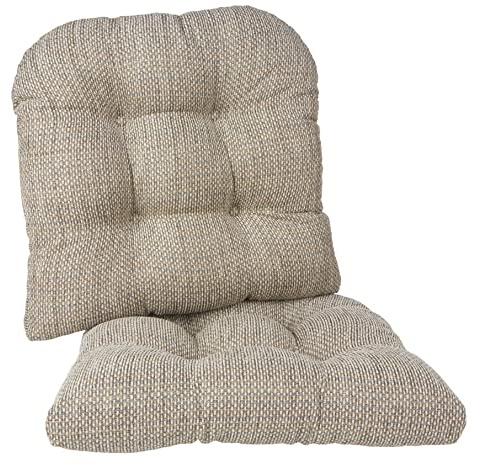 Klear Vu Gripper Overstuffed Universal Non-Slip Dining Chair Cushions for Kitchen Decor or Office Use, U-Shaped Skid-Proof Seat Pad, 17x17 Inches, 2 Count (Pack of 1), Honeycomb Natural