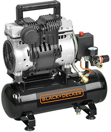 Black+Decker B2BB104BND359 - Compresseur silencieux BD 100/6-ST - Idéal pour une utilisation dans et autour de la maison, facile à transporter, très silencieux