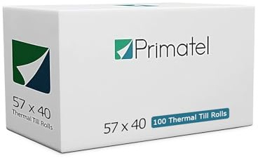 Primatel Thermal Rolls 57x40 Thermal Till Rolls for Credit Card Machines (100 Rolls) | Each roll is 15 metre Long