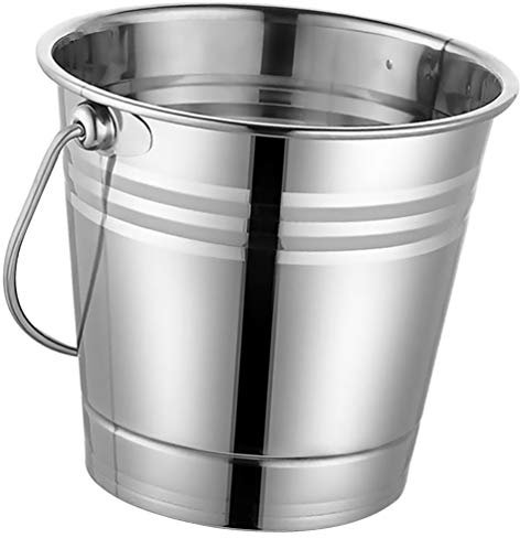 Glass Containers 1. 5L Stainless Steel Water Bucket with Handle Stainless Steel Large Heavy Duty Insulated Ice Bucket Wine Silver Commercial Refrigerators