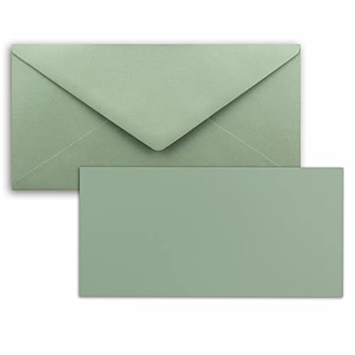 FarbenFroh by GUSTAV NEUSER 50x Einzelkarten-Set DIN Lang in Eukalyptus inkl. Umschlägen mit Nassklebung - Blanko Karten 9,9 x 21 cm - für Einladungen und Grußkarten zu Geburtstag und Hochzeit