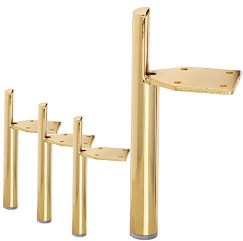 Btowin 17cm Metall Möbelfüße, 4 Stück Seitlich Montiert Eisen Konisch Gold DIY Ersatz Tischbeine Schrankfüße für Schrank Sofa Couch Bett