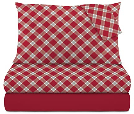 LETTO MATRIMONIALE ROSSO SCOZZO COMPLETO 444