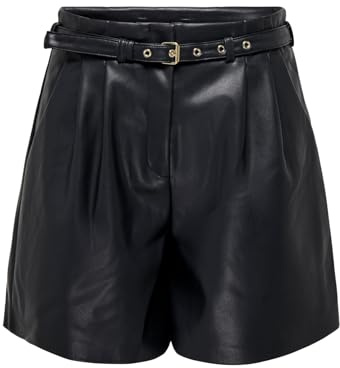 ONLY Pantalones Cortos Onlheidi de Piel sintética para Mujer CC OTW, Negro, XS