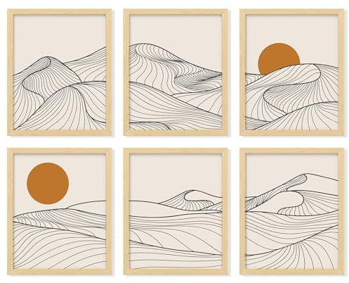 97 Decor Japandi Home Decor – Minimalistische japanische Wandkunst, Dekoration im japanischen Stil, Berglinie, Wanddekorationen, Boho, minimalistische Poster, japanische Dekorationen, aufgehende Sonne