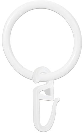 50 Stücke Metall Vorhänge Vorhangringe Vorhang Hängend Ringe und 50 Stücke Kunststoff Gardinenhaken, 30 mm Innendurchmesser für Fenstervorhang Bettvorhang Duschvorhang（weiß）