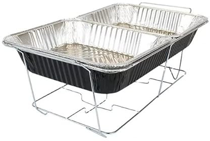 Stackable Chafing Food Warmer Wire Rack Chafer Stand Chrome Sturdy Non-Foldable Buffet, for use with Disposable Party Accessories 2 Pack