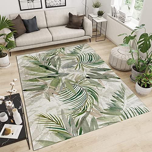 Tappeto Salotto Moderno a Piante Verdi Della Giungla Estiva, Tappeti a Pelo Corto di Foresta Minimalista Astratta, Zerbino Facile da pulire - per Pavimento Della Cucina del Ristorante 120 x 170 cm