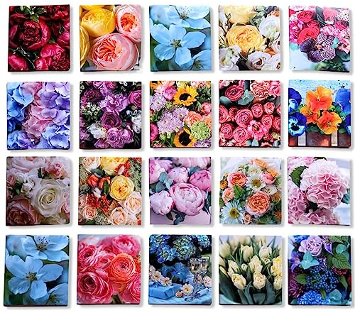 Cards & Crafts 20 Blanko Blumenkarten ohne Text mit Umschläge - Grußkarten-Set mit Briefumschlägen