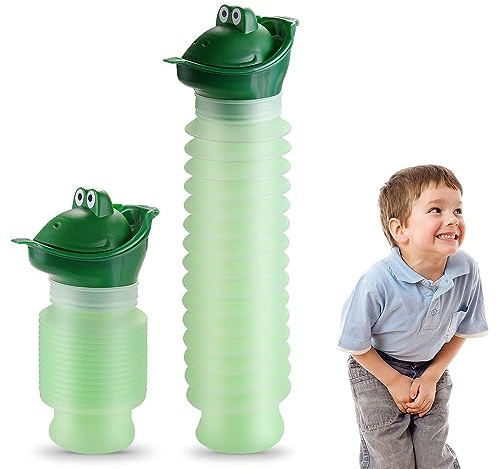 Voarge Bärbar potta för barn, bärbar tecknad barn unisex potta resa urinal bil toalett pee, grön-600 ml