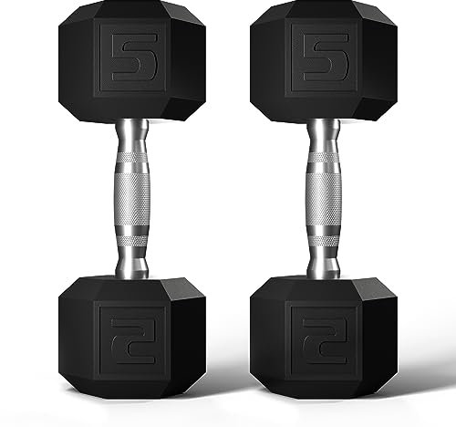 GRETERST Hex Hanteln Set Gummierte Handgewichte Übung & Fitness für Home Gym Workouts Gewichtskrafttraining 2er Set Schwarz 2,3kg