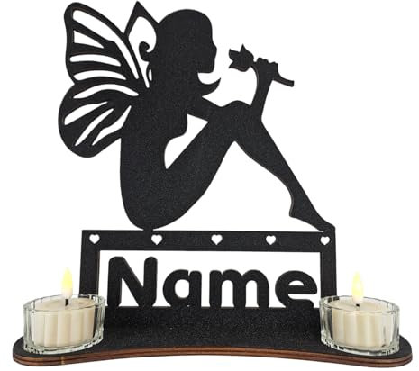 Waluna® Schutzengel Geschenk zu Weihnachten Geburtstagsgeschenk Fee Mädchen Teelichthalter personalisiert mit Name ideal als Taufedeko Kommunion Deko Konfirmation für Mädchen & Jungen in 12 Farben