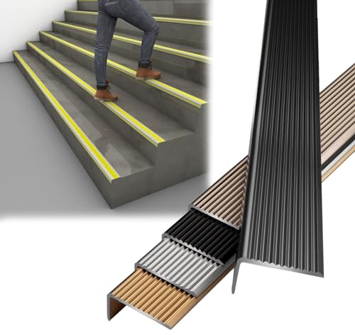 LIYI929GP Aluminium Treppenkantenprofil Stufenkantenprofil 90cm, Antirutsch-Profil Treppenprofile Kantenschutz Winkelprofil, Für Treppenstufen Treppen, Wasserdicht Nicht -Deformation Abschlussprofil