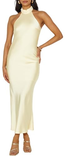 Phicia Phicia 2026 Summer Satin Midi Dress Robe Longue en Satin Dos Nu pour Femme Femme