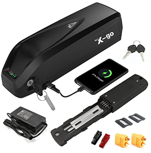 X-go Bici Elettrica Batteria 48V 13AH Bici Elettriche Batteries per 1000W 750W 600W 500W 300W 200W 4 Pin Bici Elettrica con Caricabatterie Connessione USB