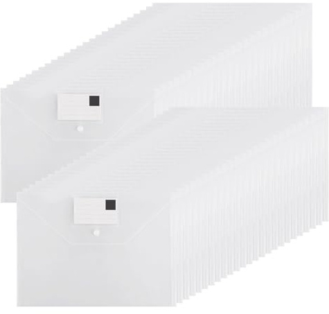 JMIATRY 50 Stück Dokumententasche A4, Dokumententasche A4 Abheftbar, Transparent Dokumententasche Kunststoff mit Druckknopf für Datei, Papier, Quittungen