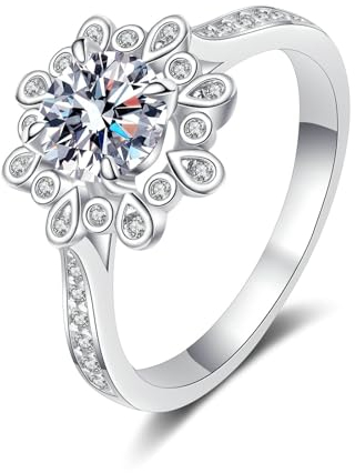 Epinki Antragsring Weiß Gold 18 Karat, Klassiker Rund 1ct Labor Erstellt Diamant Hochzeitsband, Au750 Gold Damen Trauringe Echtgold Schmuck, Gr.51 (16.2)