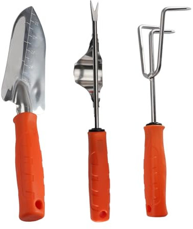 Garden Tools Set, Orange Durable Rust-Proof Gardening Kit, 3Pcs Stainless Steels Garden Hand Tools Kit, Ideal Gardening Gift for Women Men