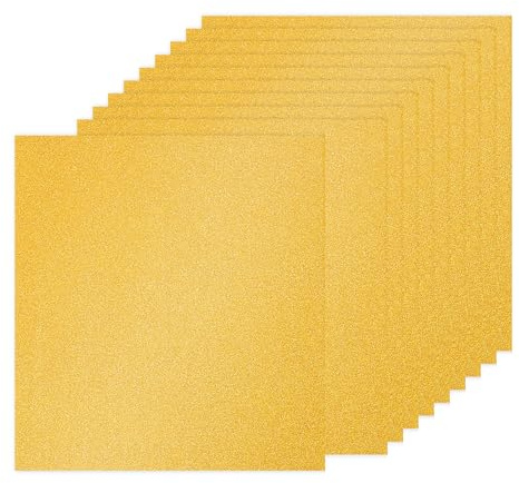 PATIKIL 10 Blatt Kartonpapier Quadratisch 250g - 30,5 x 30,5 cm - Dickes Bastelkarton zum Basteln Hochzeit Karton Glitzer Papier Stanzen DIY Deko Bastelpapier Bedruckbar, Gold
