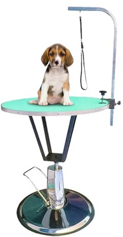 Hydraulische Hundefriseur Tisch Höhenverstellbar 78-92cm Schwenkbar und Anhebbar Trimmtisch für Hunde mit Rutschfester Tischplatte für Katzen und Hunde(Green,S)