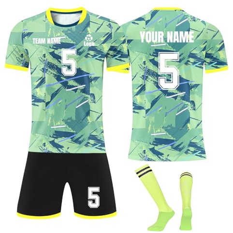 Fussball Trikot Kinder Set Trikot Kinder Personalisiert mit Namen Fussballtrikot Kinder Jungen Personalisiertes Trikot für Erwachsene Fussball Kleidung Trainingsanzug für Kinder