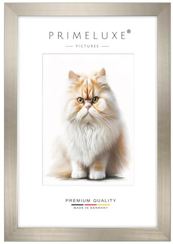 PrimeLuxe Massiv Holz Bilderrahmen - Maßanfertigung 38 x 98 cm in Sand Beige | Außenkante in Schwarz | Größe wählbar | Rahmen für Poster | Puzzle | Foto collage