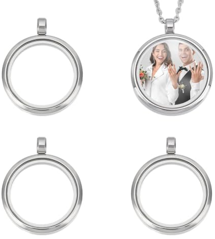 UNICRAFTALE 4 Stück Flache Runde Medaillon Anhänger 21.8mm Edelstahl Bilderrahmen Anhänger Metallanhänger Erinnerungsfoto Anhänger Mit Glasfenster Für Selbstgemachte Gedenkketten Schmuck Basteln