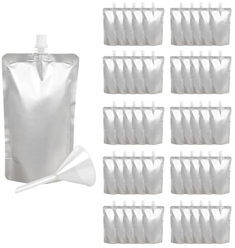 Muka 50 PCS Silver Foil Spout Bag, Spout Pouch with Funnel