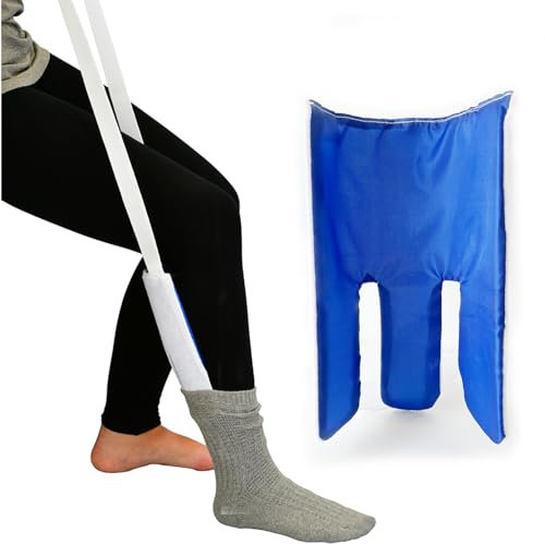 Sock Aid, Aurorali Sock Aids for Putting Socks On, Blue Sock Helper Slider Easy On and Off Stocking Slider for Elderly, Disabled, Handicapped, Pregnant Woman