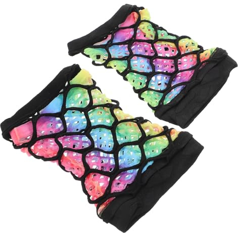 COLLBATH Neon Netzhandschuhe Fingerlos 80er-90er Stil Für Party Hochzeit Punk-accessoire Kurzes Netzgeflecht Weiche Passform